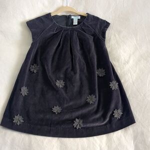 Chriatmas Holiday Baby Dress Obaibi Gray Velvet Short Sleeve Dress 24M